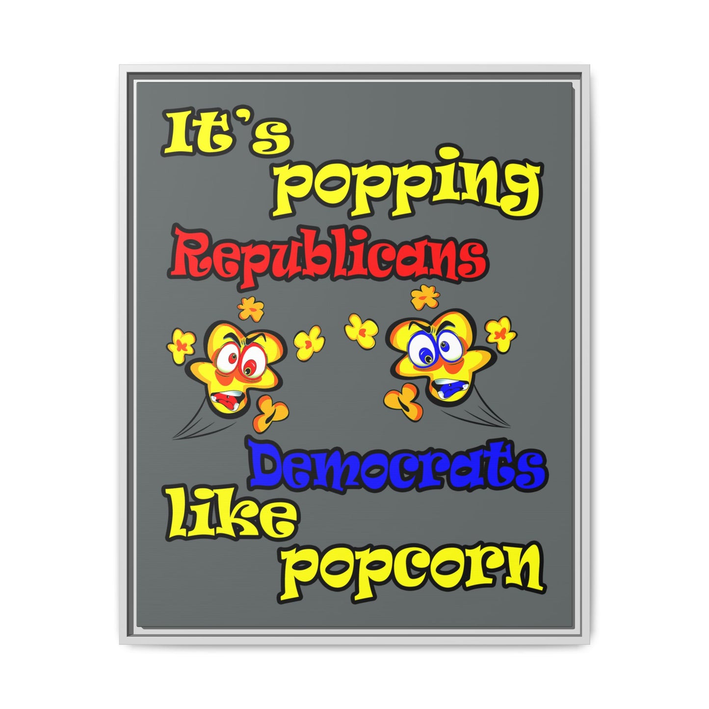 popping like popcorn - framed canvas art (dark grey)