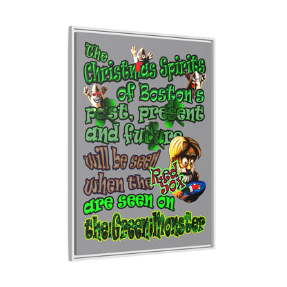 christmas spirits of boston - framed canvas art (grey)