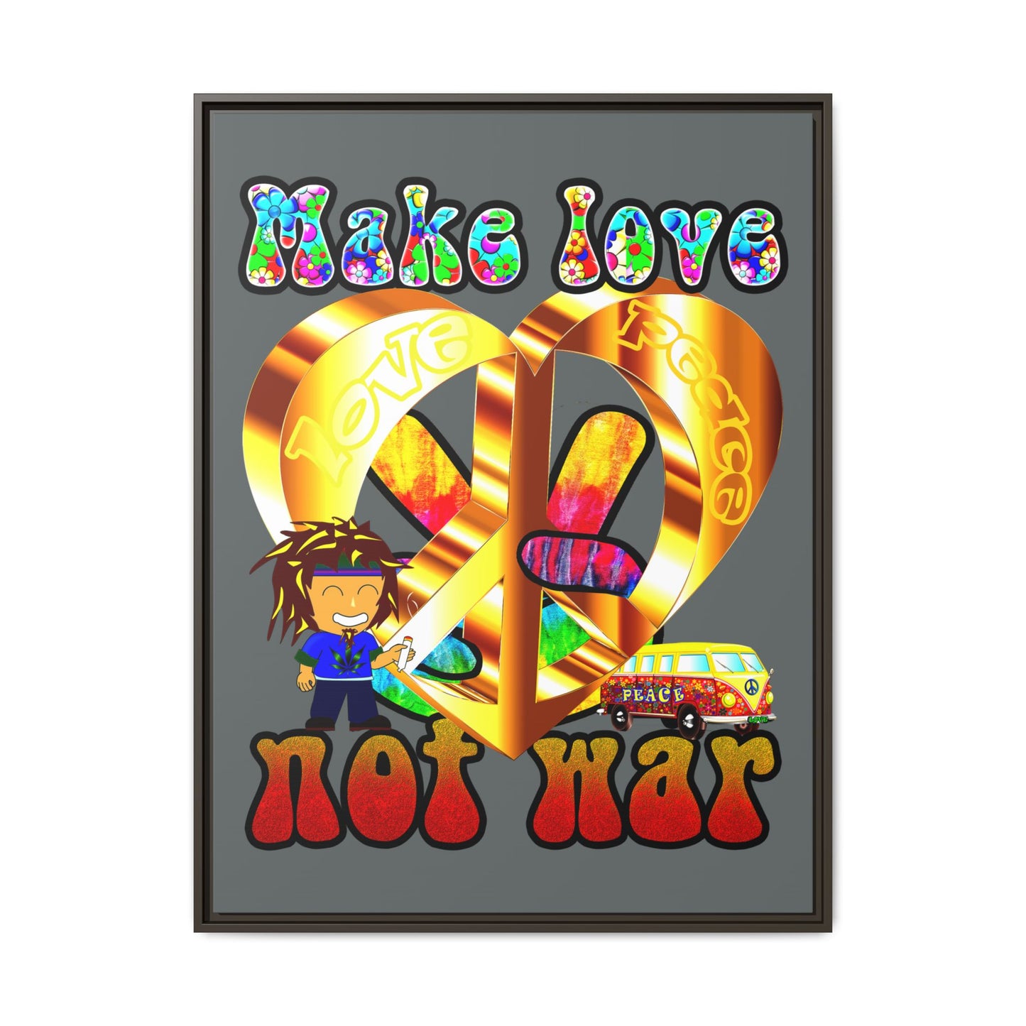 love peace - framed canvas art (dark grey)