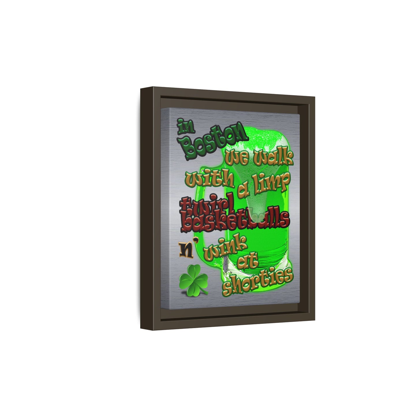 celtics logo - framed canvas art (brushed nickel)