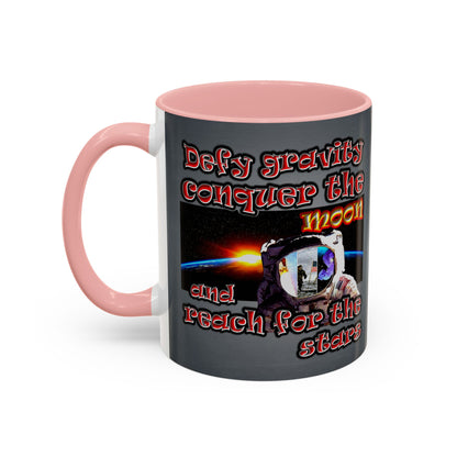 defy conquer reach - Accent Mug (grey-light grey)