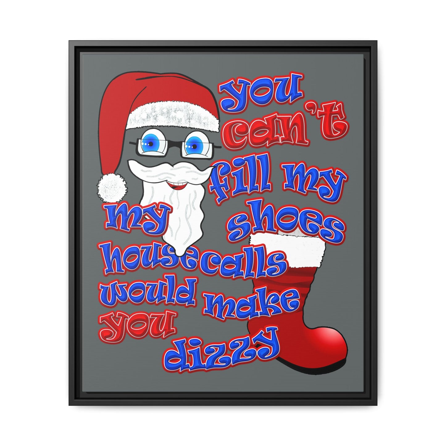 santa's shoes - framed canvas art (dark grey)