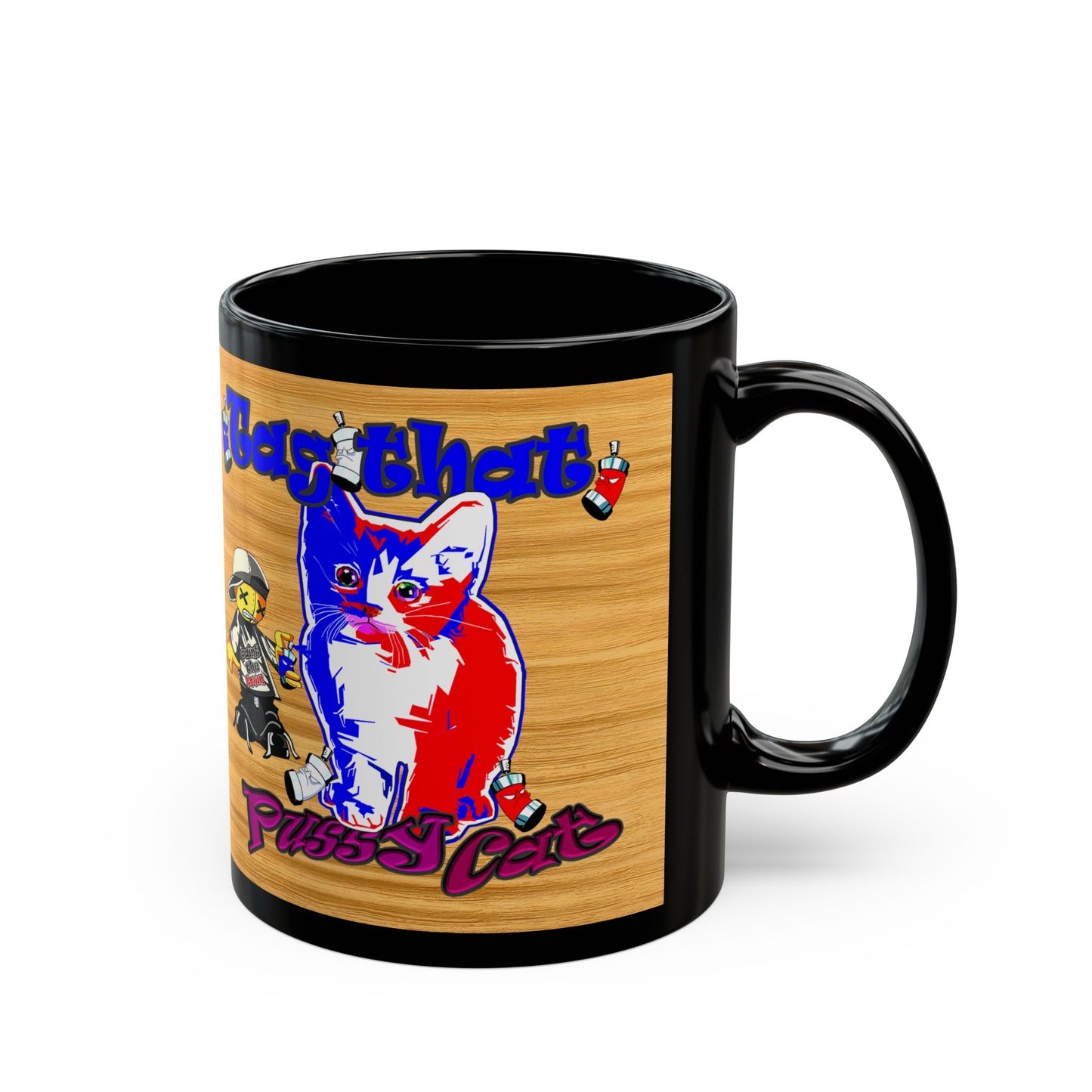 tag that - Black Mug (butterscotch wood finish)