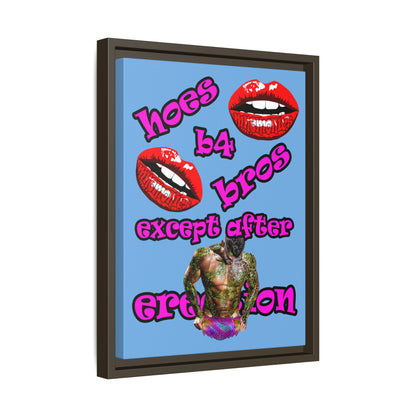 hoes b4 bros - framed canvas art (light blue)