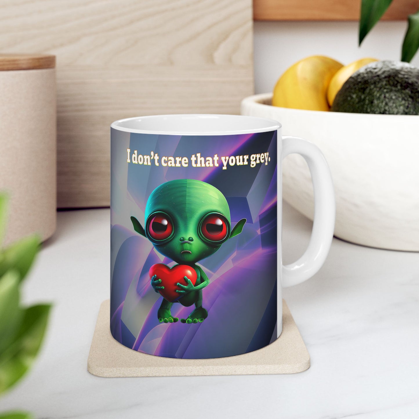 I don't care that your grey - White Mug (grey-pink wave)
