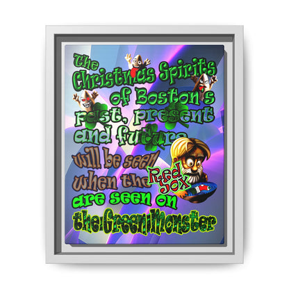 christmas spirits of boston - framed canvas art (grey-pink wave)