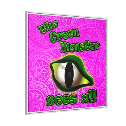 green monster - framed canvas art (pink swirl)