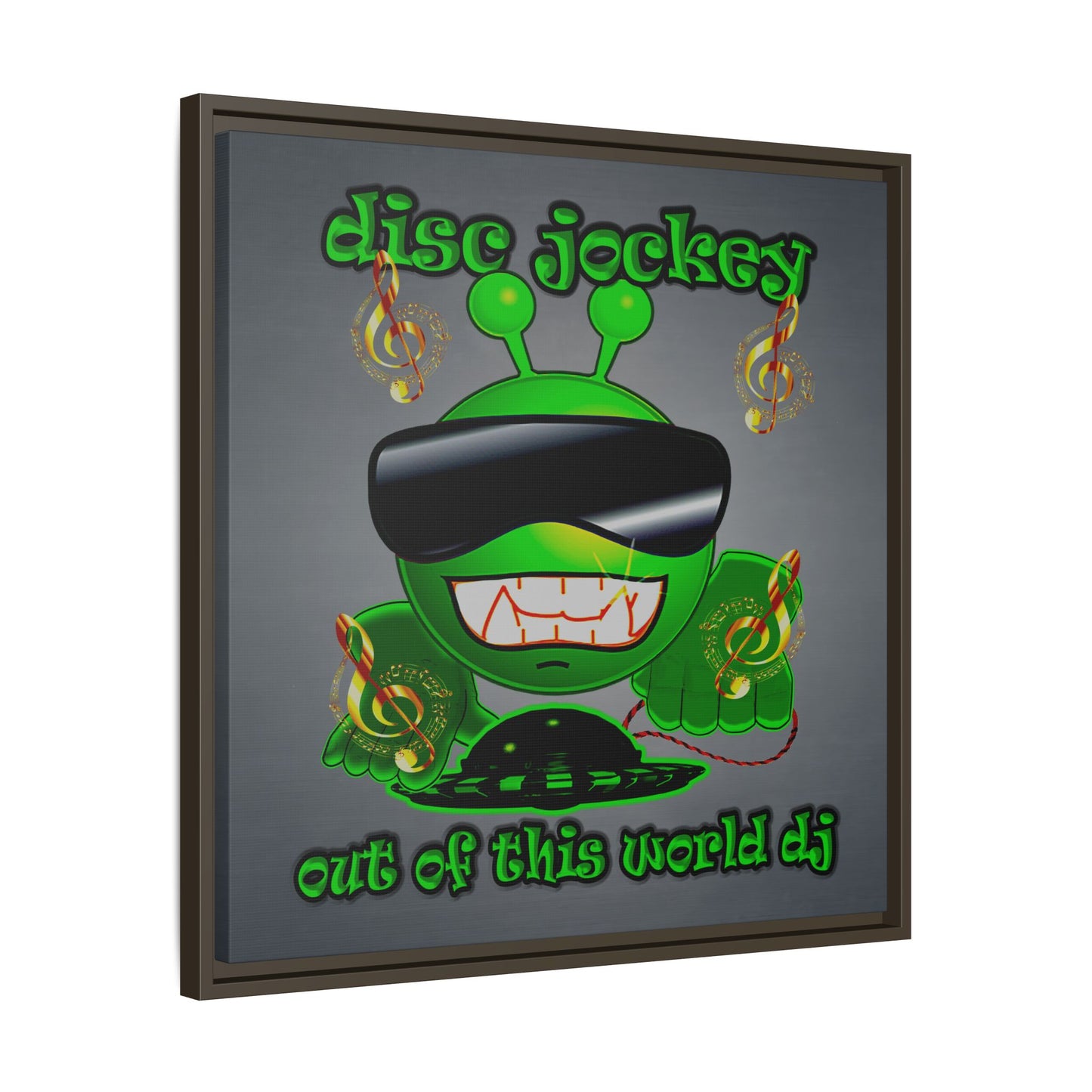 disc jockey - framed canvas art (grey-light grey)