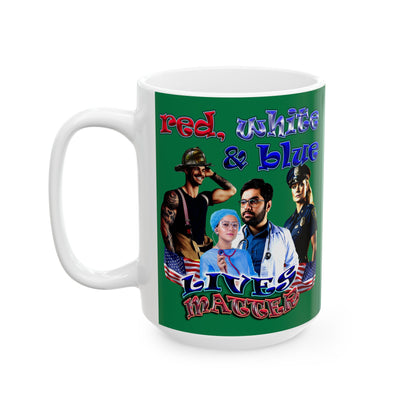 rw&b lives matter - White Mug (dark green)