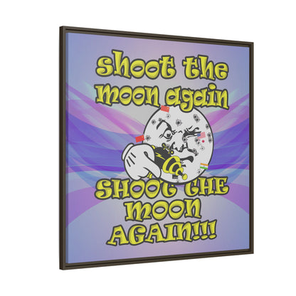 shoot the moon again - framed canvas art (light blue-pink wave)