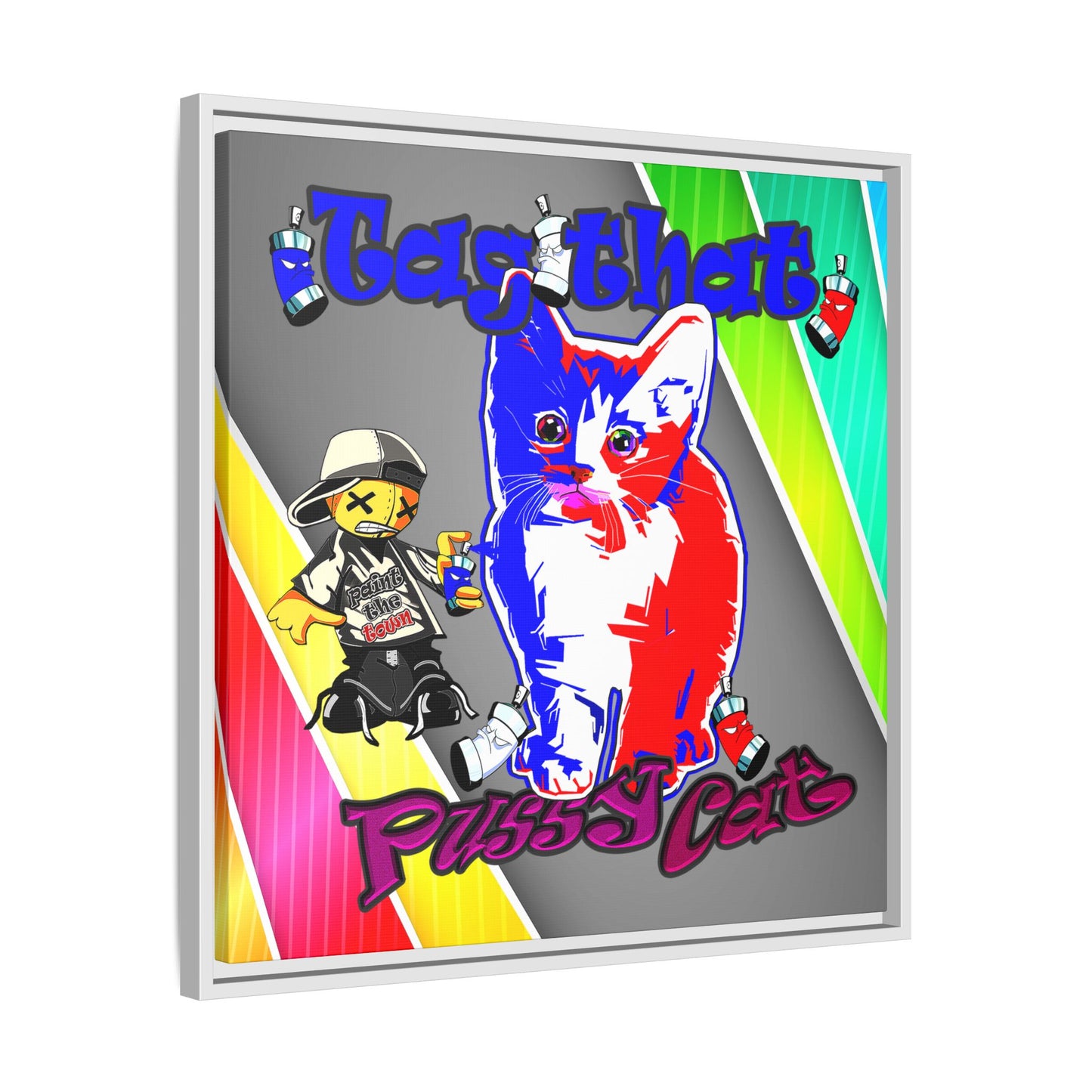 tag that - framed canvas art (rainbow split)