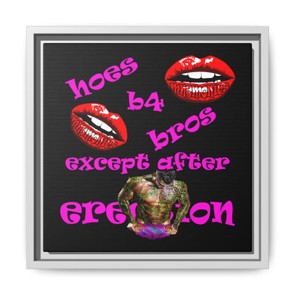 hoes b4 bros - framed canvas art (black)