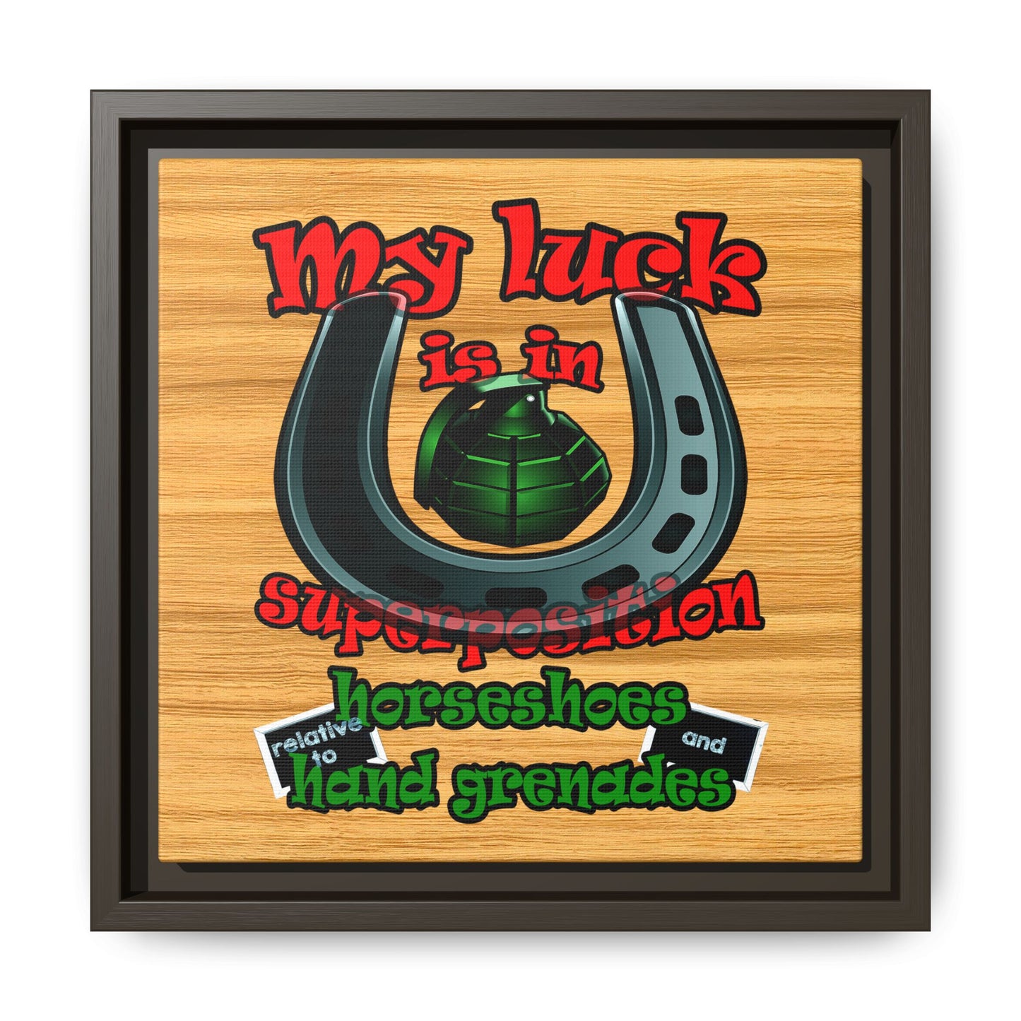 my luck - framed canvas art (butterscotch wood finish)