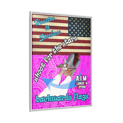 shoot for the stars - framed canvas art (pink swirl)