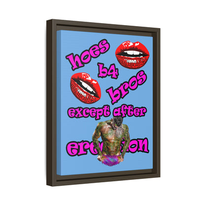 hoes b4 bros - framed canvas art (light blue)