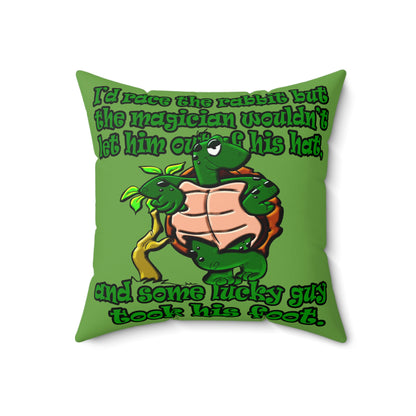 turtle race - Faux Suede Square Pillow - (green)