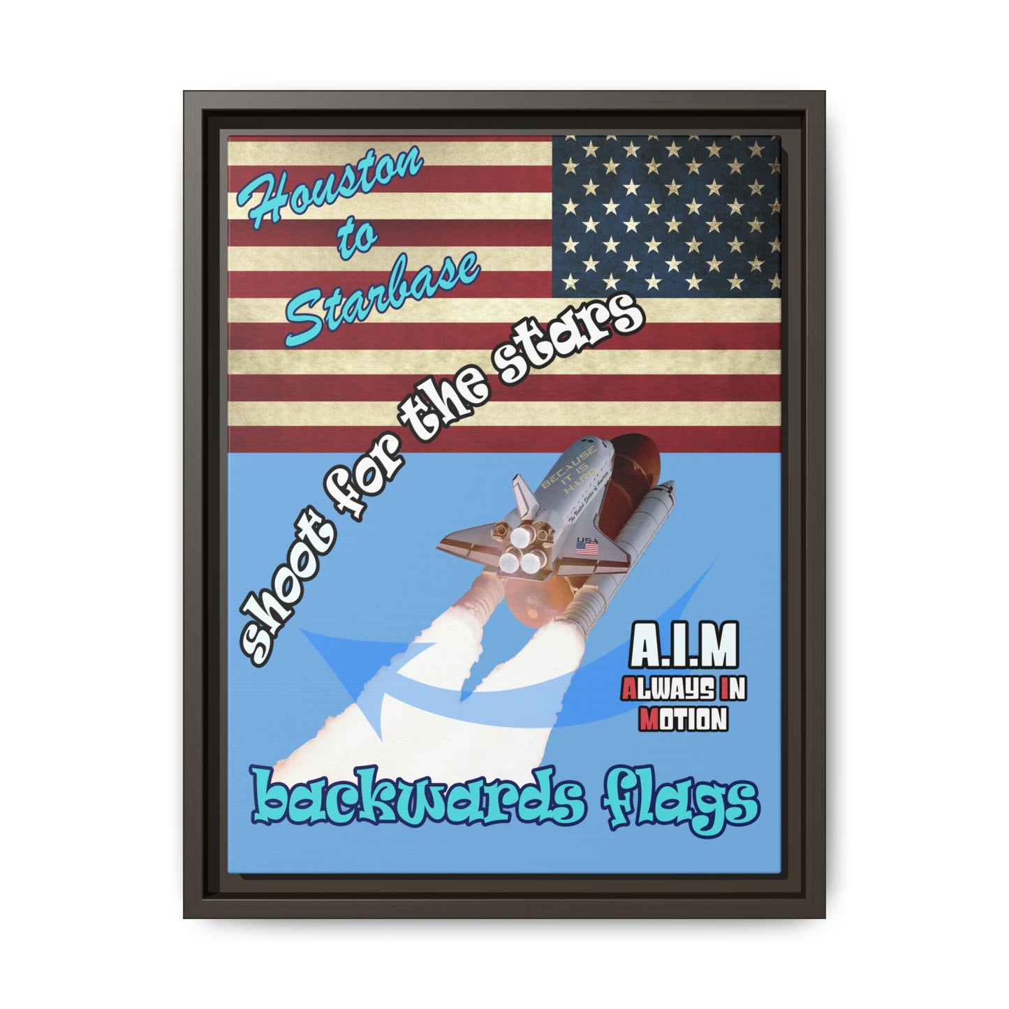 shoot for the stars - framed canvas art (light blue)