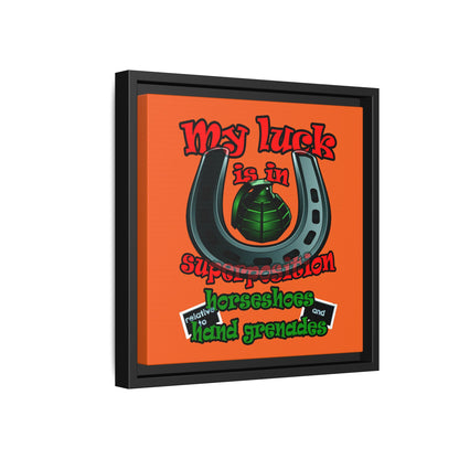 my luck - framed canvas art (orange)