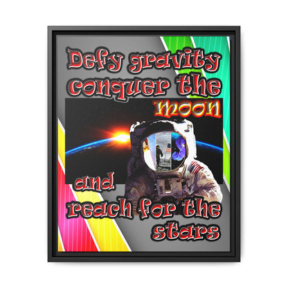 defy conquer reach - framed canvas art (rainbow split)