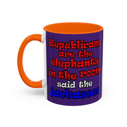 donkeys and elephants - Accent Mug (purple)