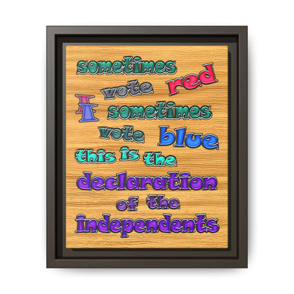 declaration of the independents - framed canvas art (butterscotch wood finish)