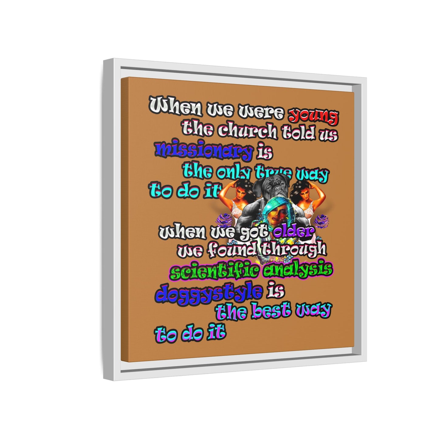 doggystyle - framed canvas art (light brown)