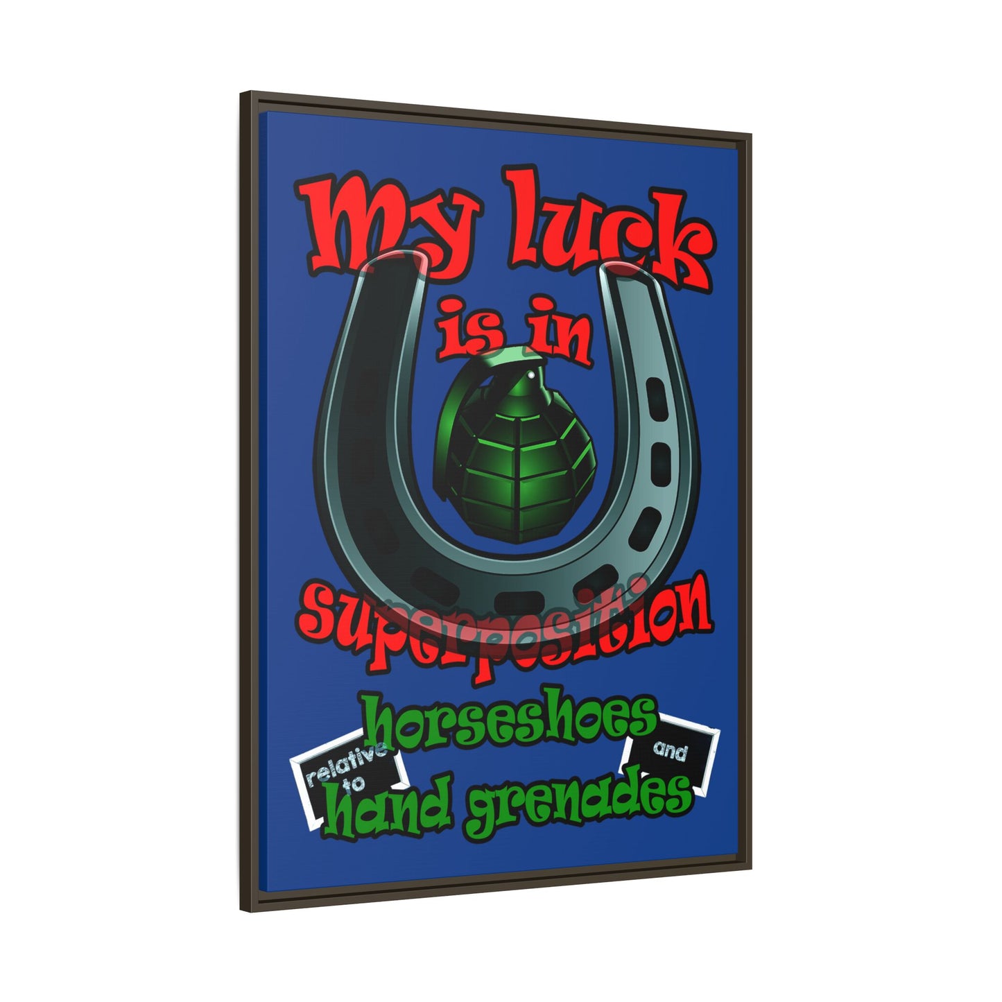 my luck - framed canvas art (dark blue)