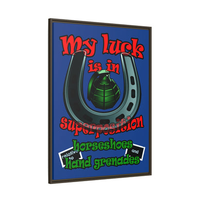 my luck - framed canvas art (dark blue)