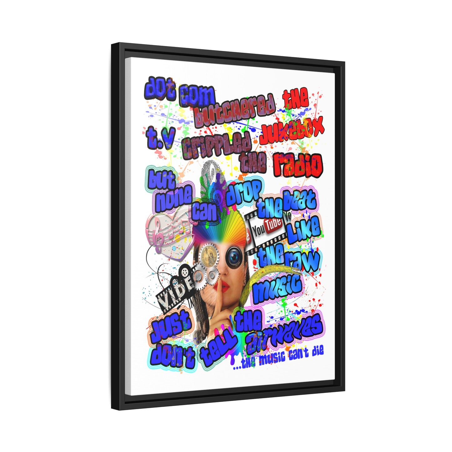 drop the beat - framed canvas art (white)