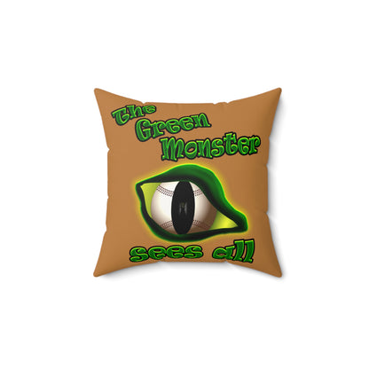 green monster - Faux Suede Square Pillow - (light brown)
