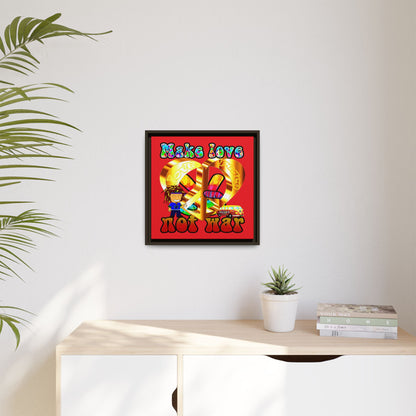 love peace - framed canvas art (red)