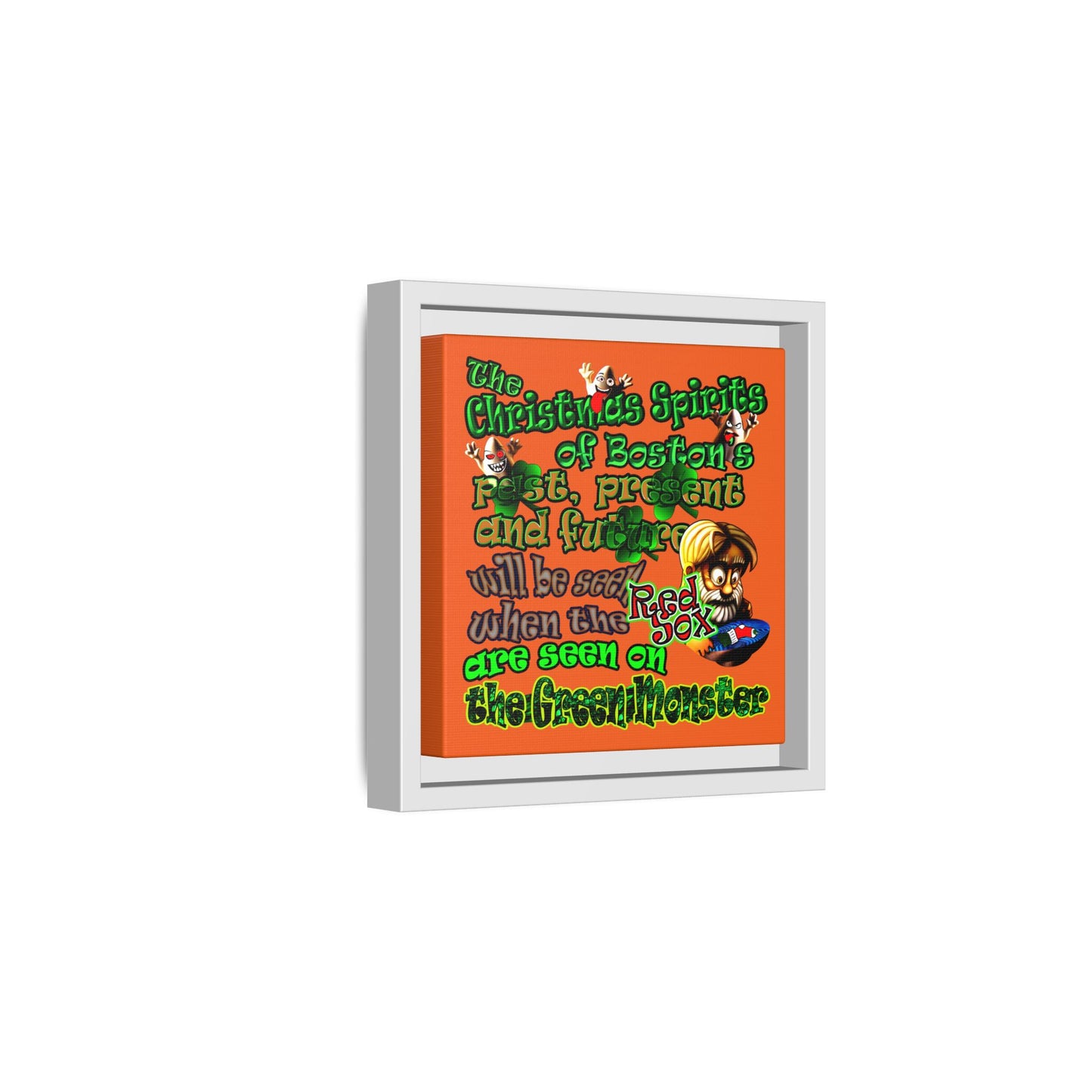 christmas spirits of boston - framed canvas art (orange)