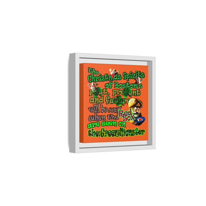 christmas spirits of boston - framed canvas art (orange)