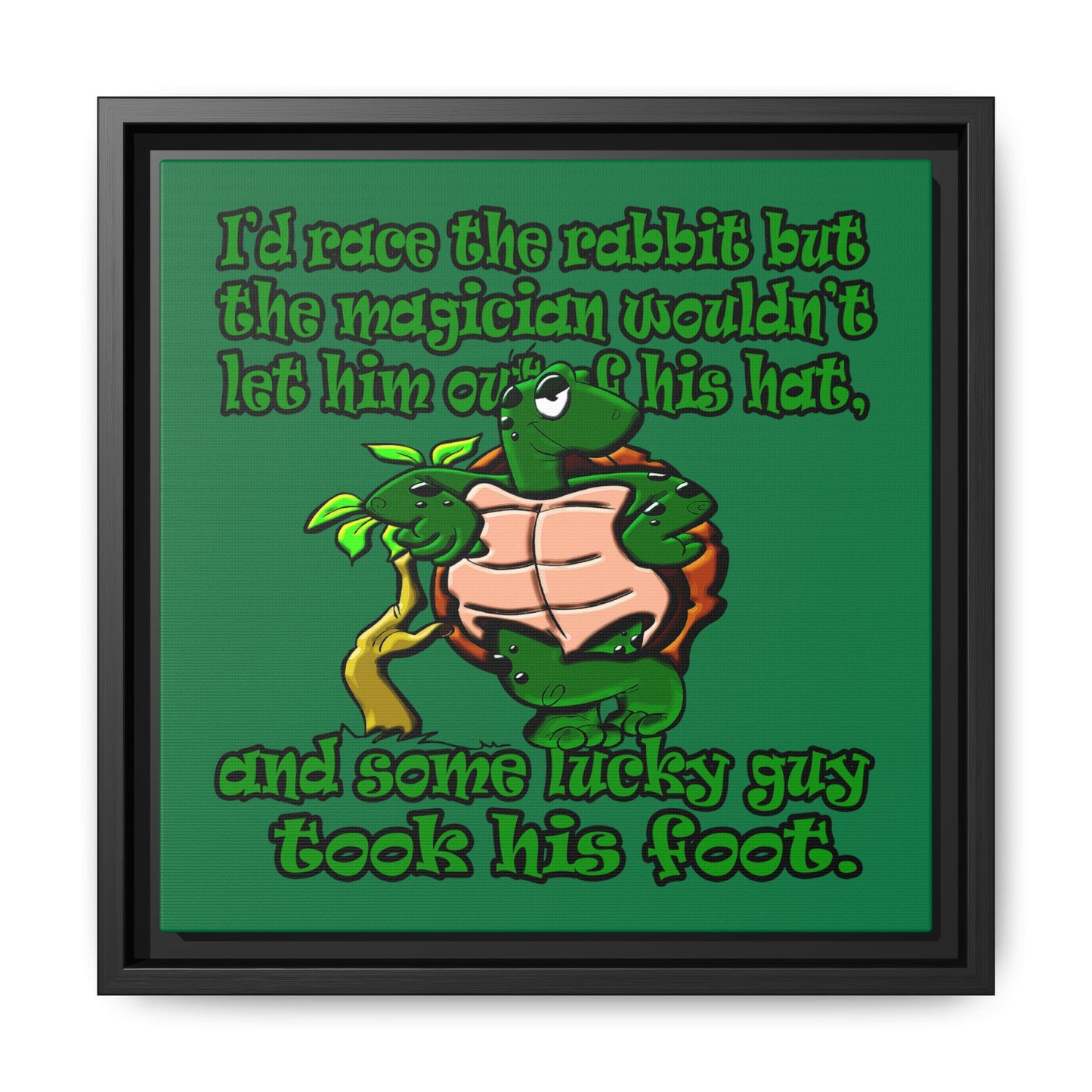turtle race - framed canvas art (dark green)
