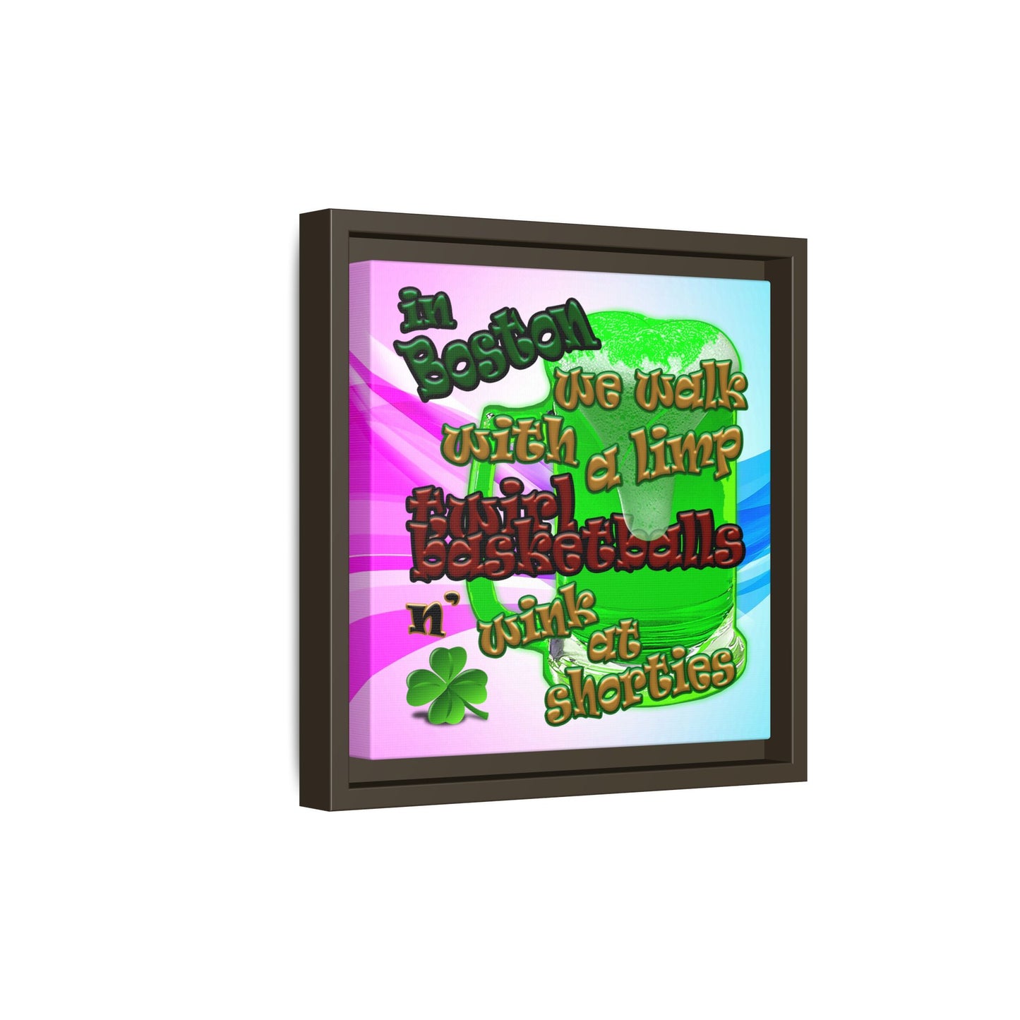 celtics logo - framed canvas art (light blue-pink wave)