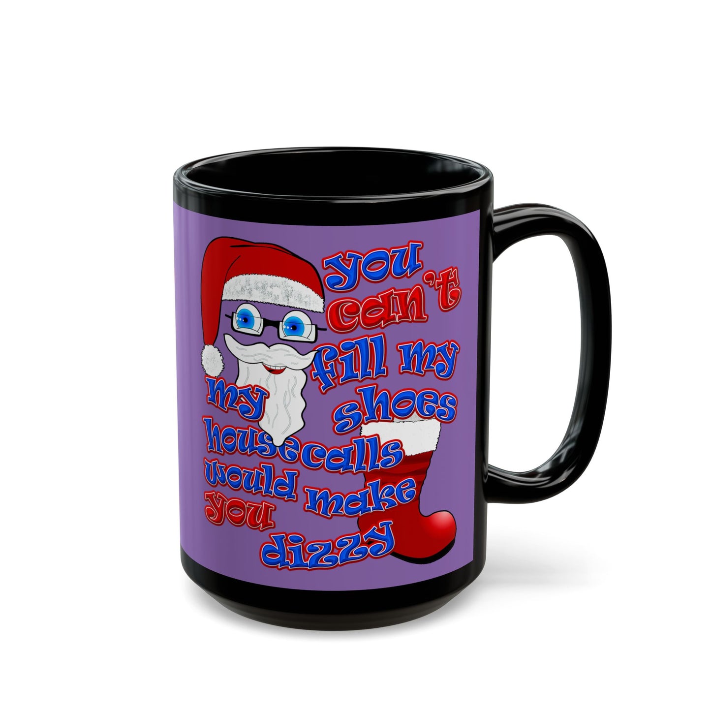 santa's shoes - Black Mug (light purple)