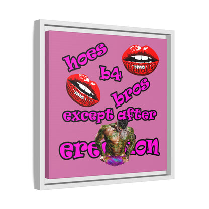 hoes b4 bros - framed canvas art (light pink)
