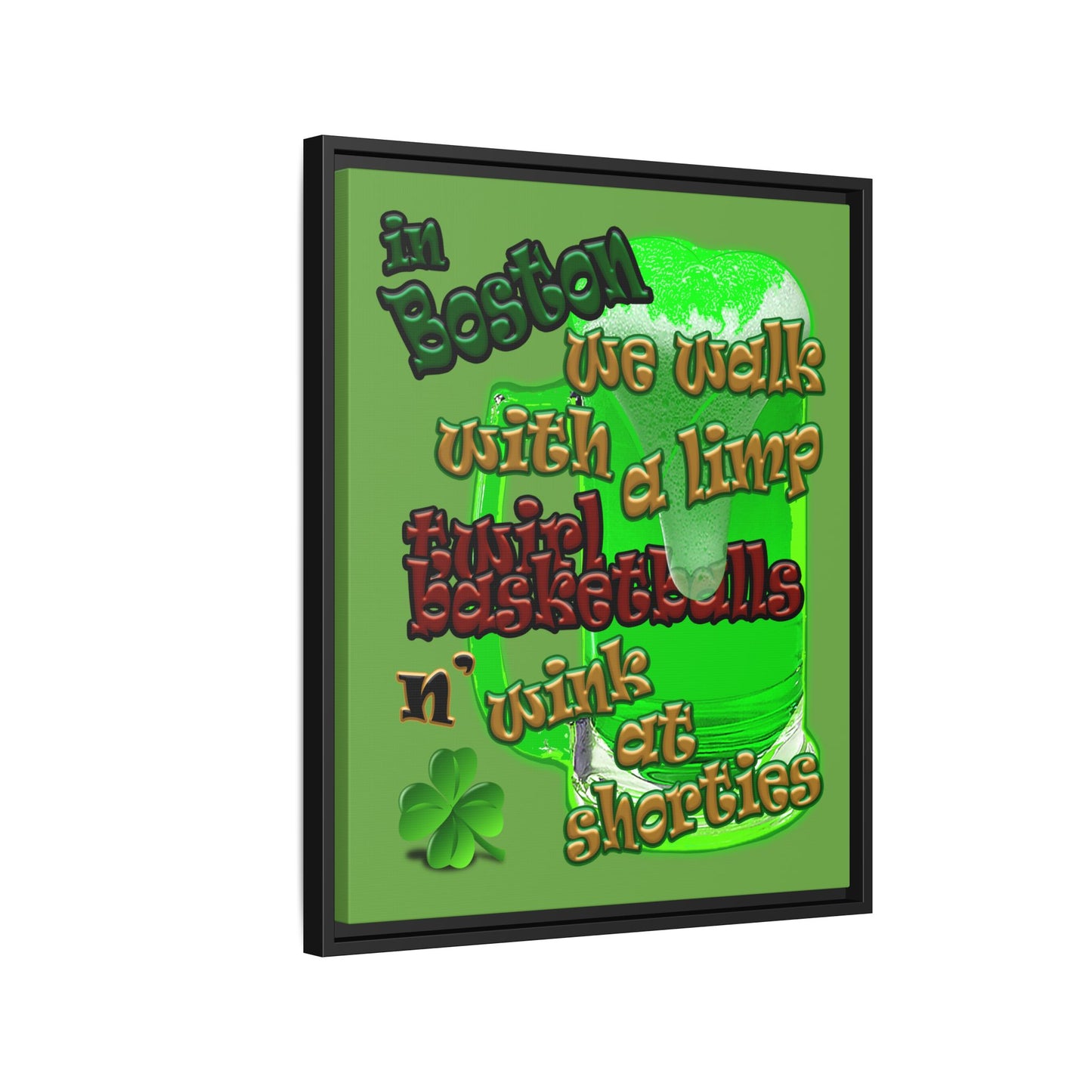 celtics logo - framed canvas art (green)