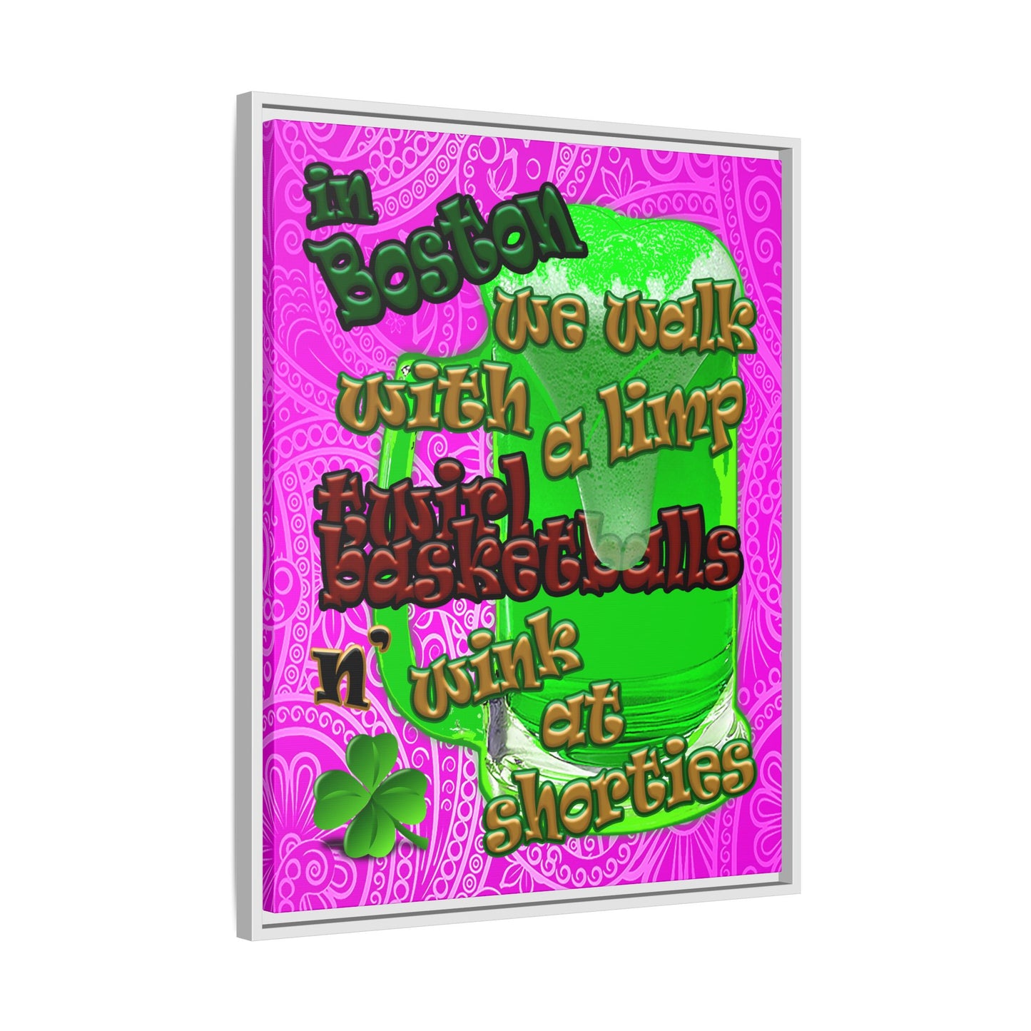 celtics logo - framed canvas art (pink swirl)