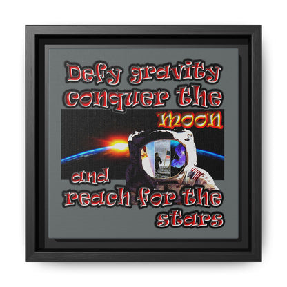 defy conquer reach - framed canvas art (dark grey)