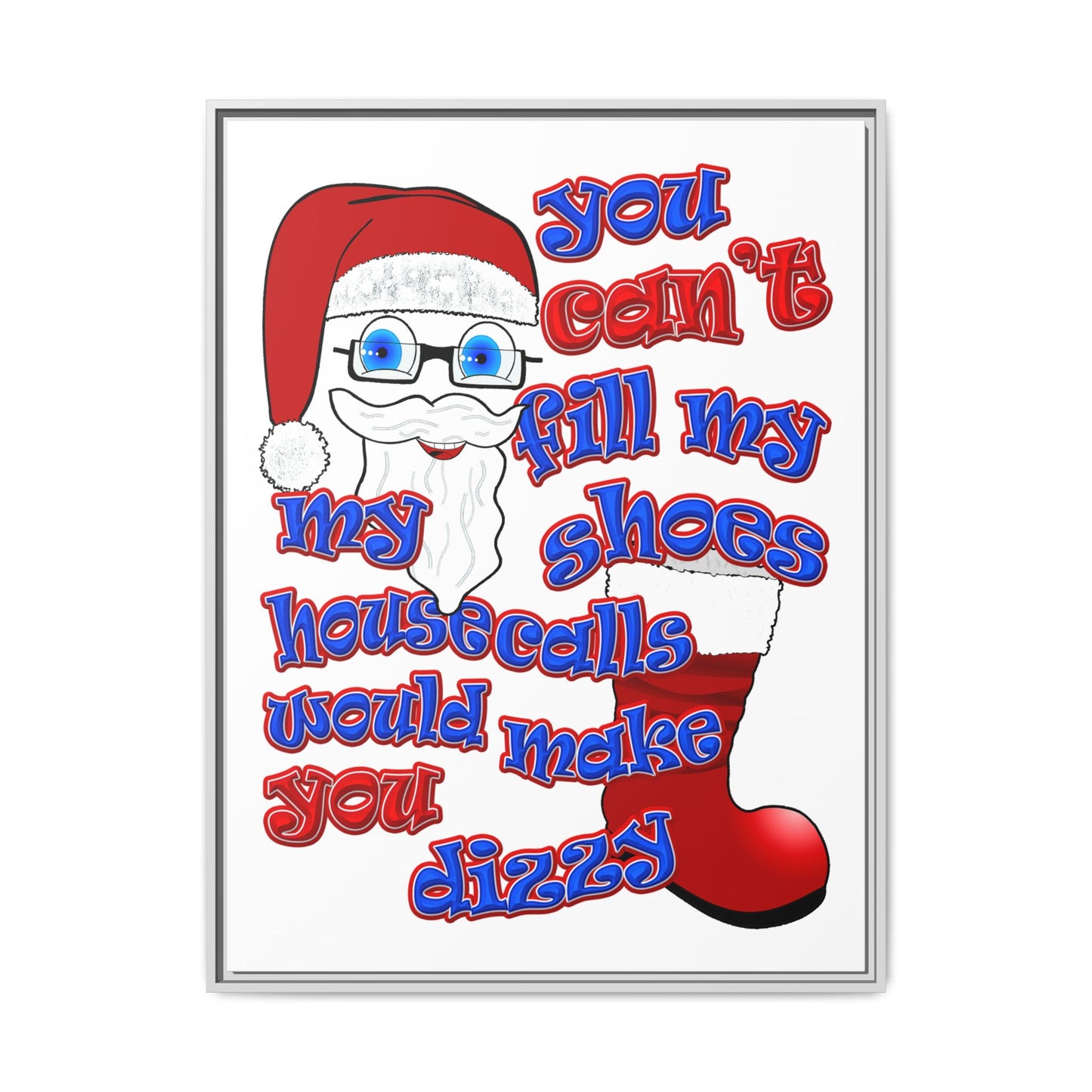 santa's shoes - framed canvas art (white)