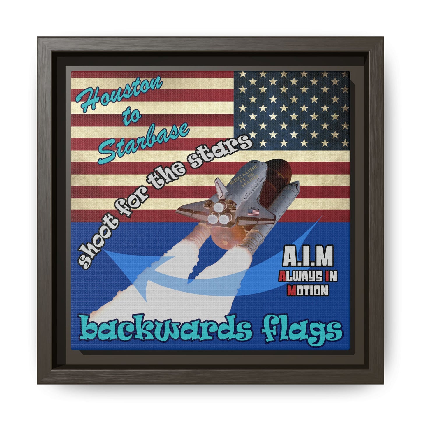 shoot for the stars - framed canvas art (dark blue)