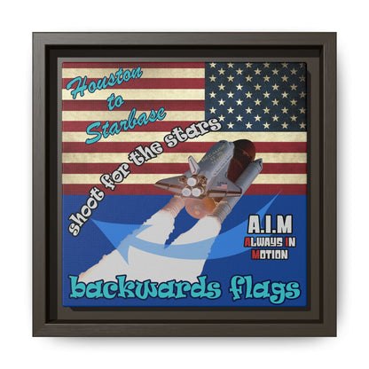 shoot for the stars - framed canvas art (dark blue)