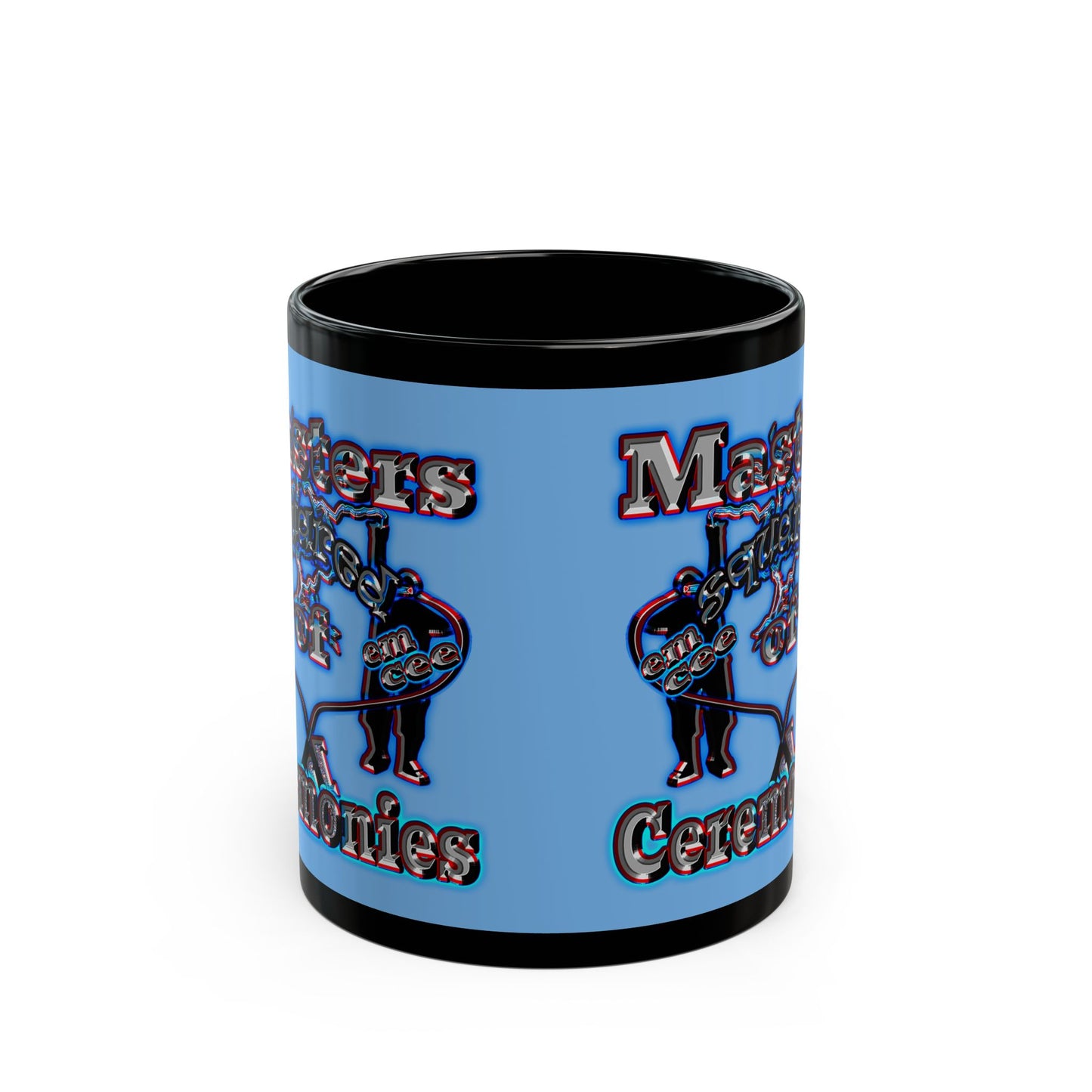 em cee squared - Black Mug (light blue)
