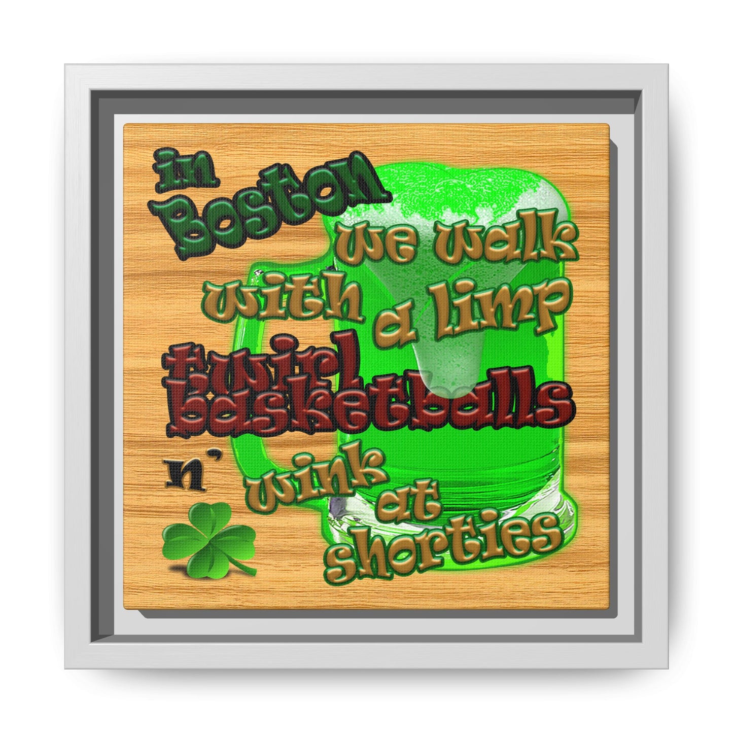celtics logo - framed canvas art (butterscotch wood finish)