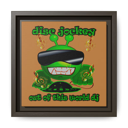 disc jockey - framed canvas art (light brown)