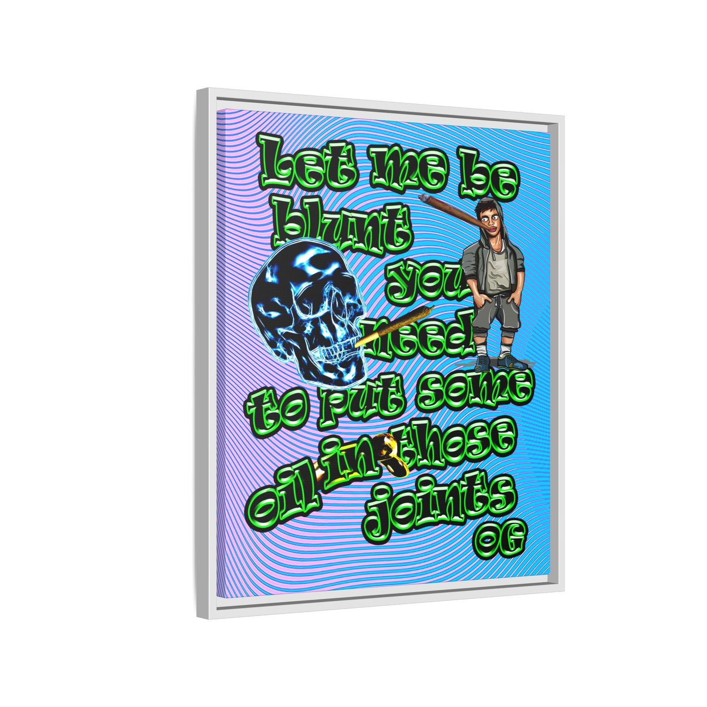og - framed canvas art (light blue-purple wave)