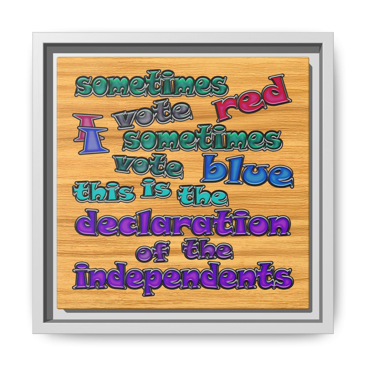 declaration of the independents - framed canvas art (butterscotch wood finish)