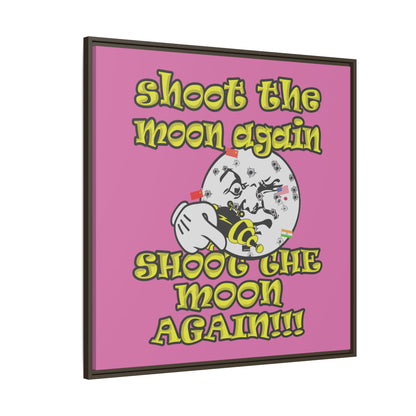 shoot the moon again - framed canvas art (light pink)