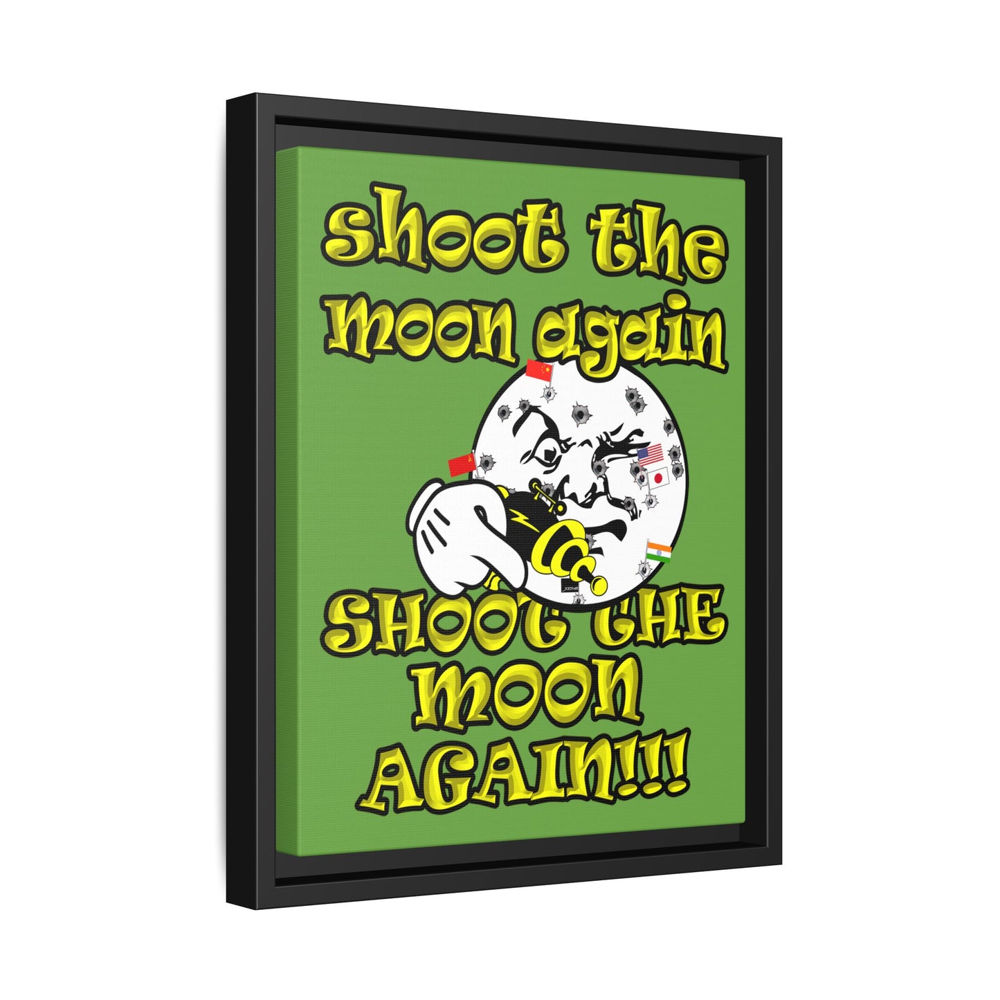 shoot the moon again - framed canvas art (green)